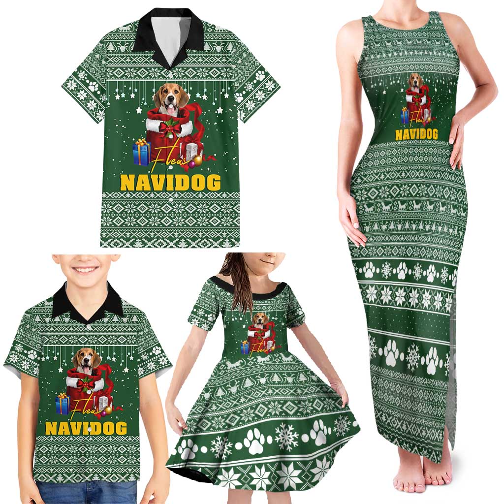 Funny Christmas Gift Beagle Christmas Family Matching Tank Maxi Dress and Hawaiian Shirt Xmas Holiday Patterns - Wonder Print Shop