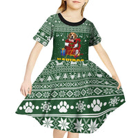 Funny Christmas Gift Beagle Christmas Kid Short Sleeve Dress Xmas Holiday Patterns - Wonder Print Shop