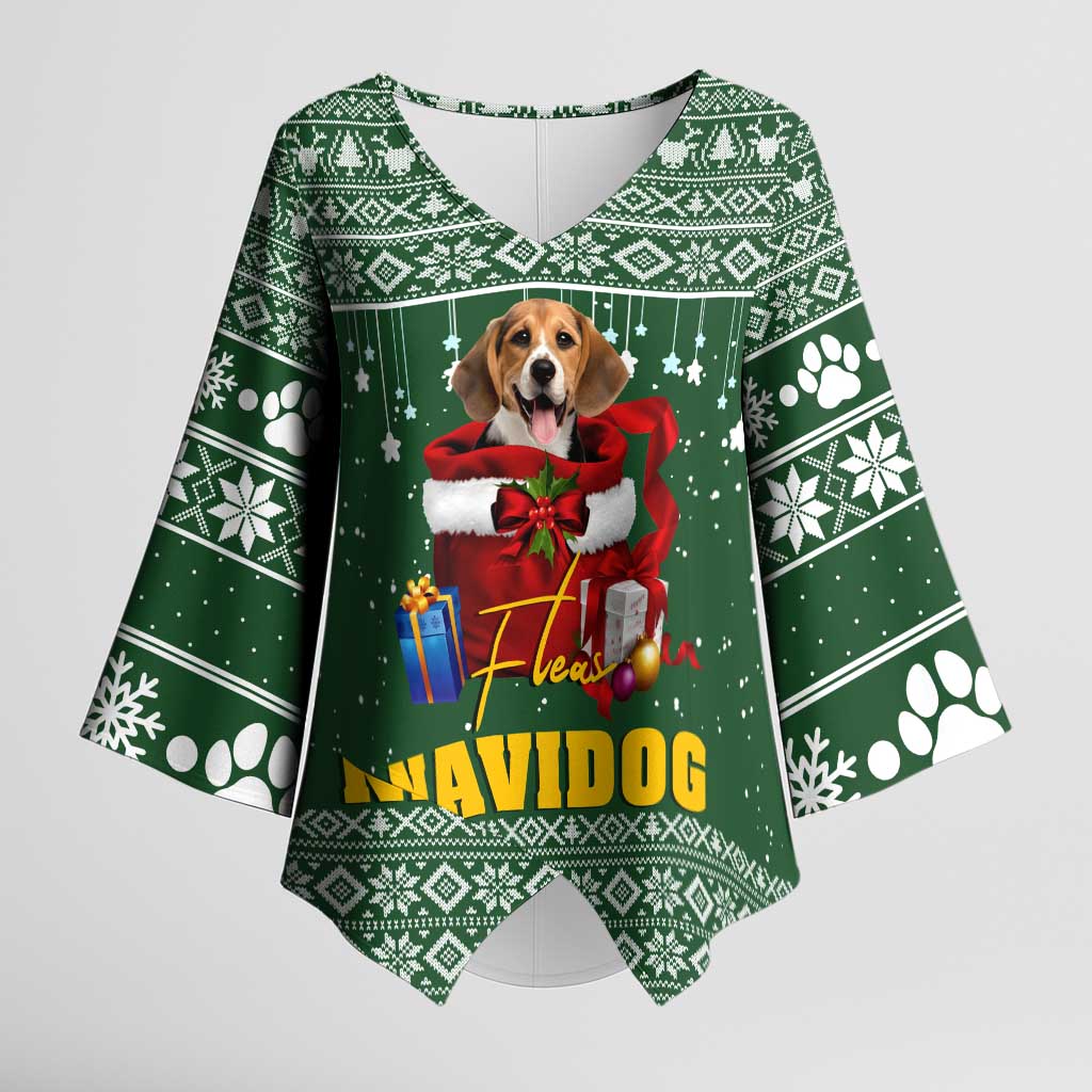 Funny Christmas Gift Beagle Christmas Kimono Sleeve Blouse Xmas Holiday Patterns - Wonder Print Shop