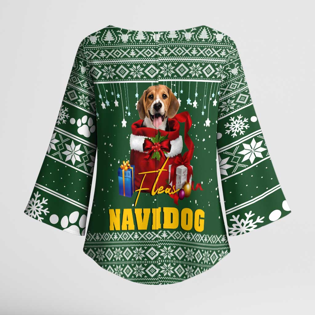 Funny Christmas Gift Beagle Christmas Kimono Sleeve Blouse Xmas Holiday Patterns - Wonder Print Shop