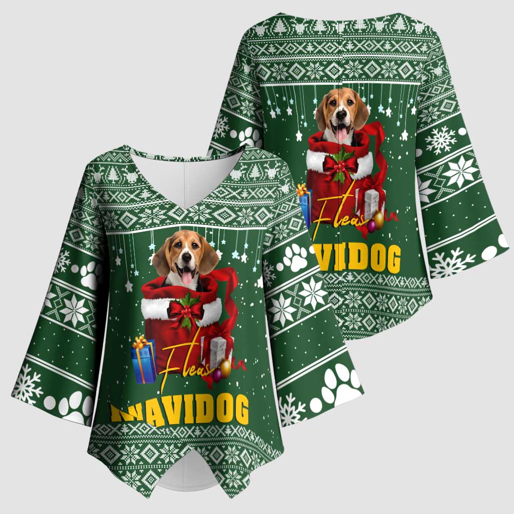 Funny Christmas Gift Beagle Christmas Kimono Sleeve Blouse Xmas Holiday Patterns - Wonder Print Shop