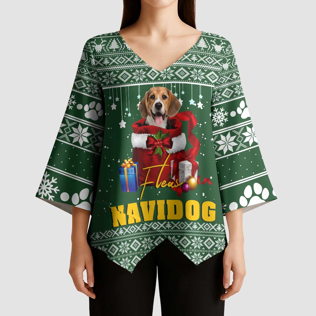 Funny Christmas Gift Beagle Christmas Kimono Sleeve Blouse Xmas Holiday Patterns - Wonder Print Shop
