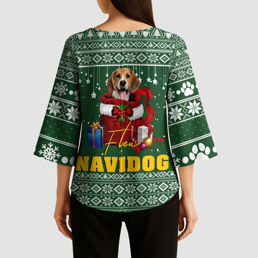 Funny Christmas Gift Beagle Christmas Kimono Sleeve Blouse Xmas Holiday Patterns - Wonder Print Shop