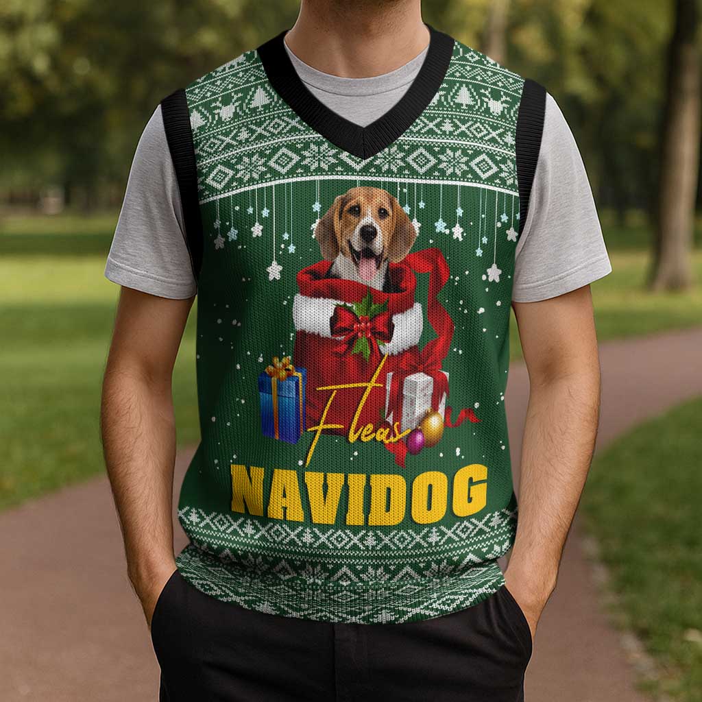 Funny Christmas Gift Beagle Christmas Knitted V-Neck Vest Xmas Holiday Patterns - Wonder Print Shop