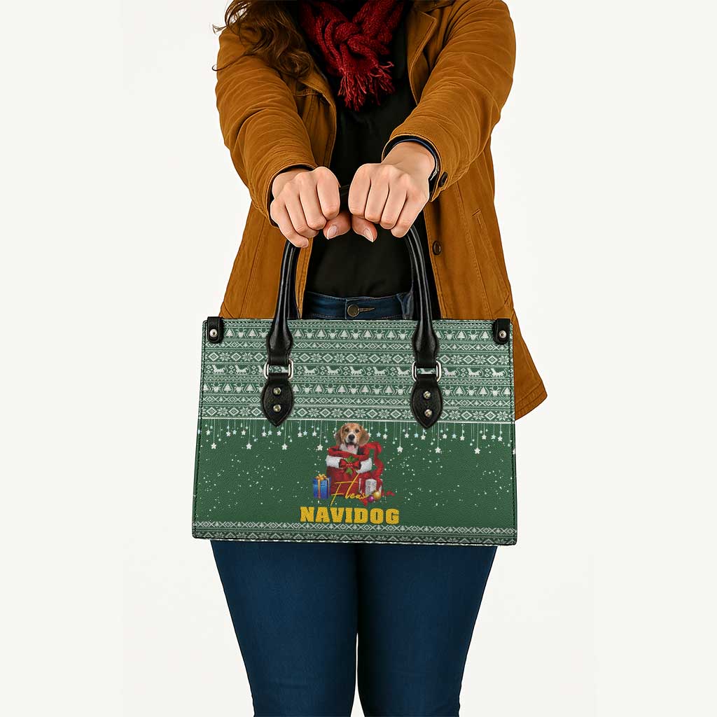 Funny Christmas Gift Beagle Christmas Leather Bag Xmas Holiday Patterns - Wonder Print Shop