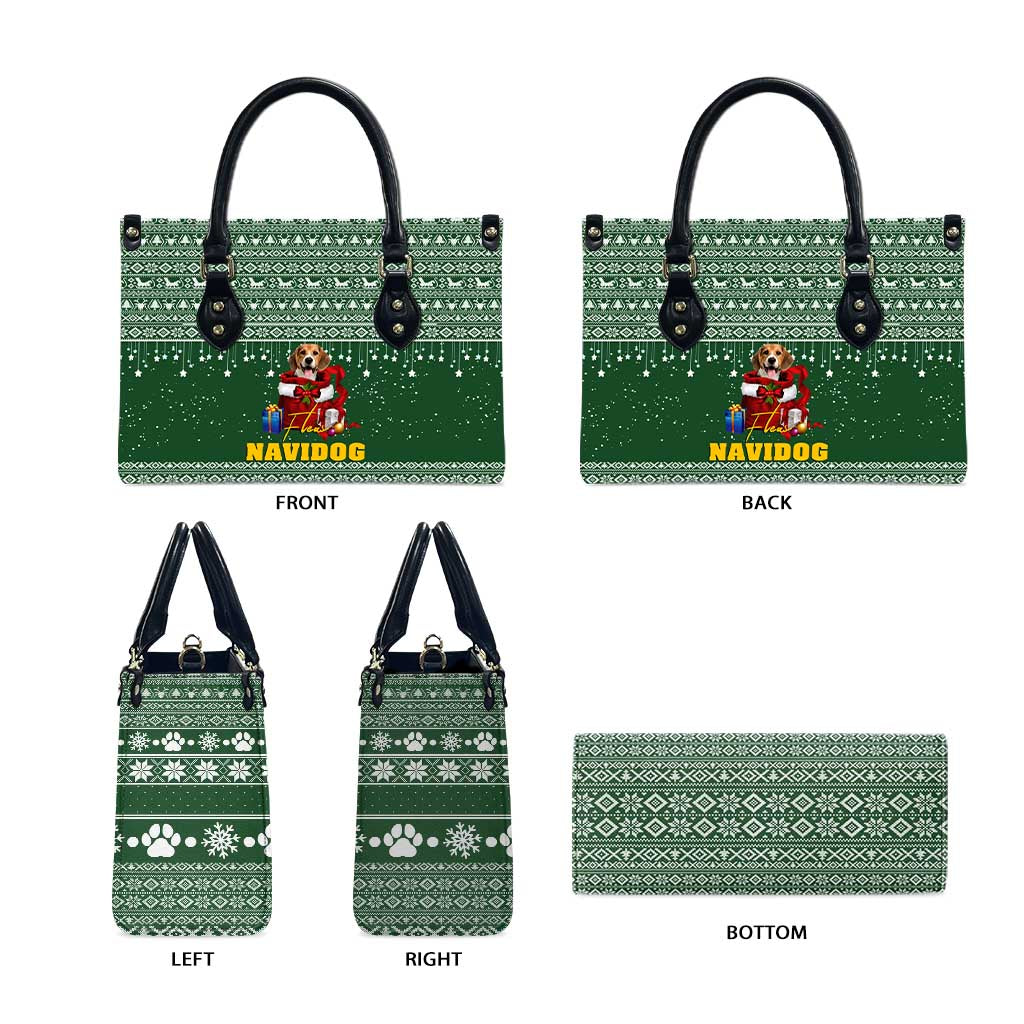 Funny Christmas Gift Beagle Christmas Leather Bag Xmas Holiday Patterns - Wonder Print Shop