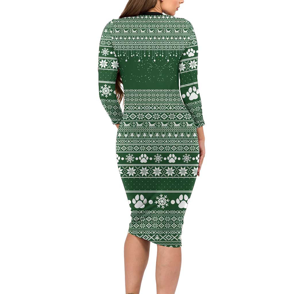 Funny Christmas Gift Beagle Christmas Long Sleeve Bodycon Dress Xmas Holiday Patterns - Wonder Print Shop