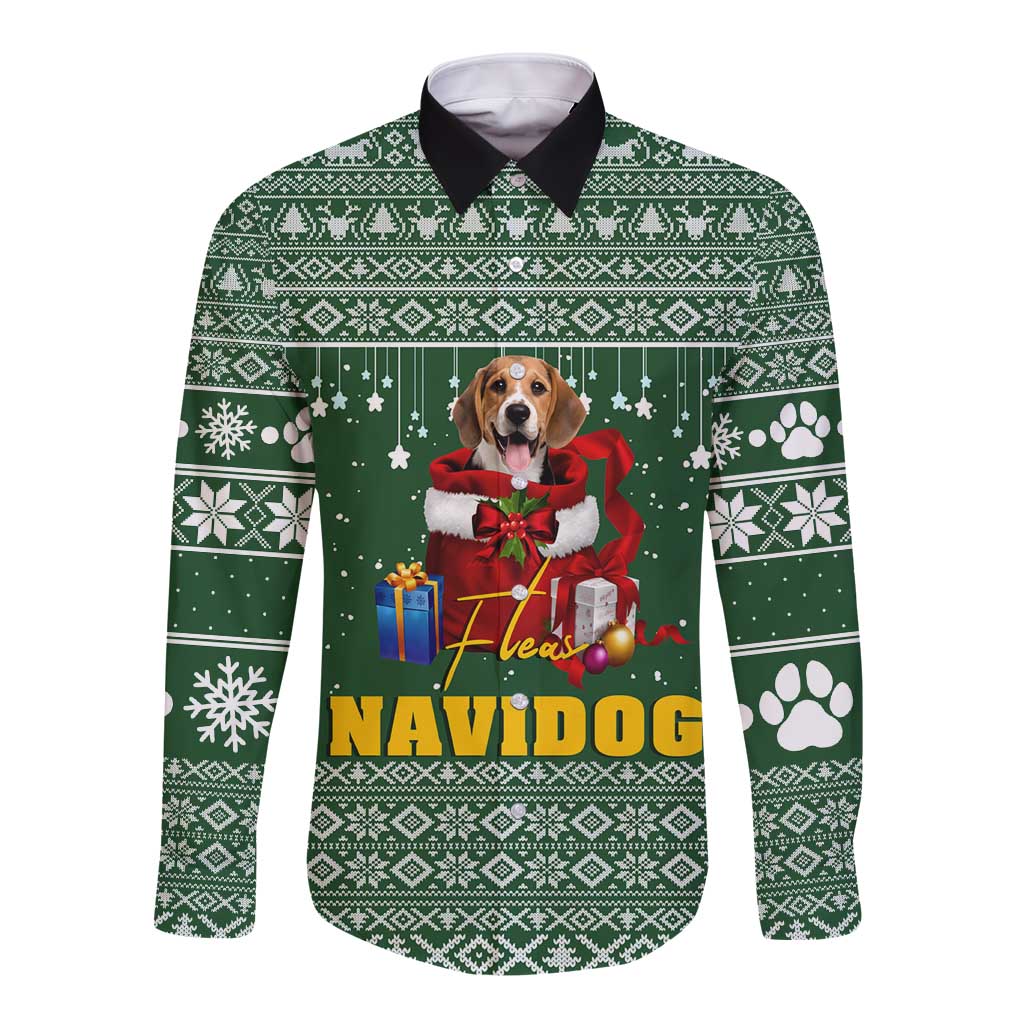 Funny Christmas Gift Beagle Christmas Long Sleeve Button Shirt Xmas Holiday Patterns - Wonder Print Shop