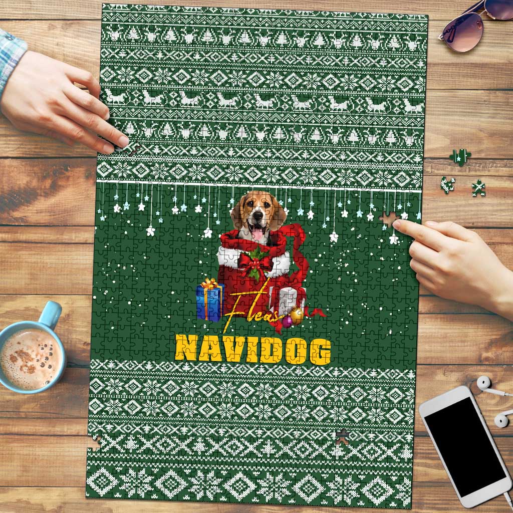 Funny Christmas Gift Beagle Christmas Puzzle Xmas Holiday Patterns - Wonder Print Shop