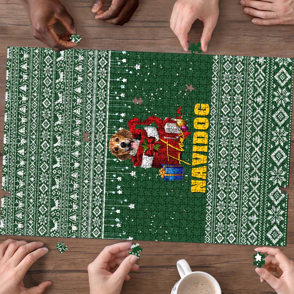 Funny Christmas Gift Beagle Christmas Puzzle Xmas Holiday Patterns - Wonder Print Shop