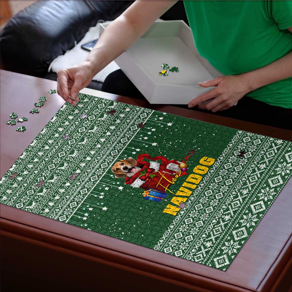 Funny Christmas Gift Beagle Christmas Puzzle Xmas Holiday Patterns - Wonder Print Shop