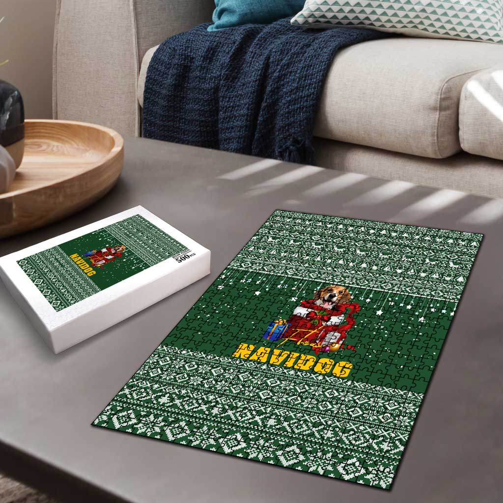 Funny Christmas Gift Beagle Christmas Puzzle Xmas Holiday Patterns - Wonder Print Shop