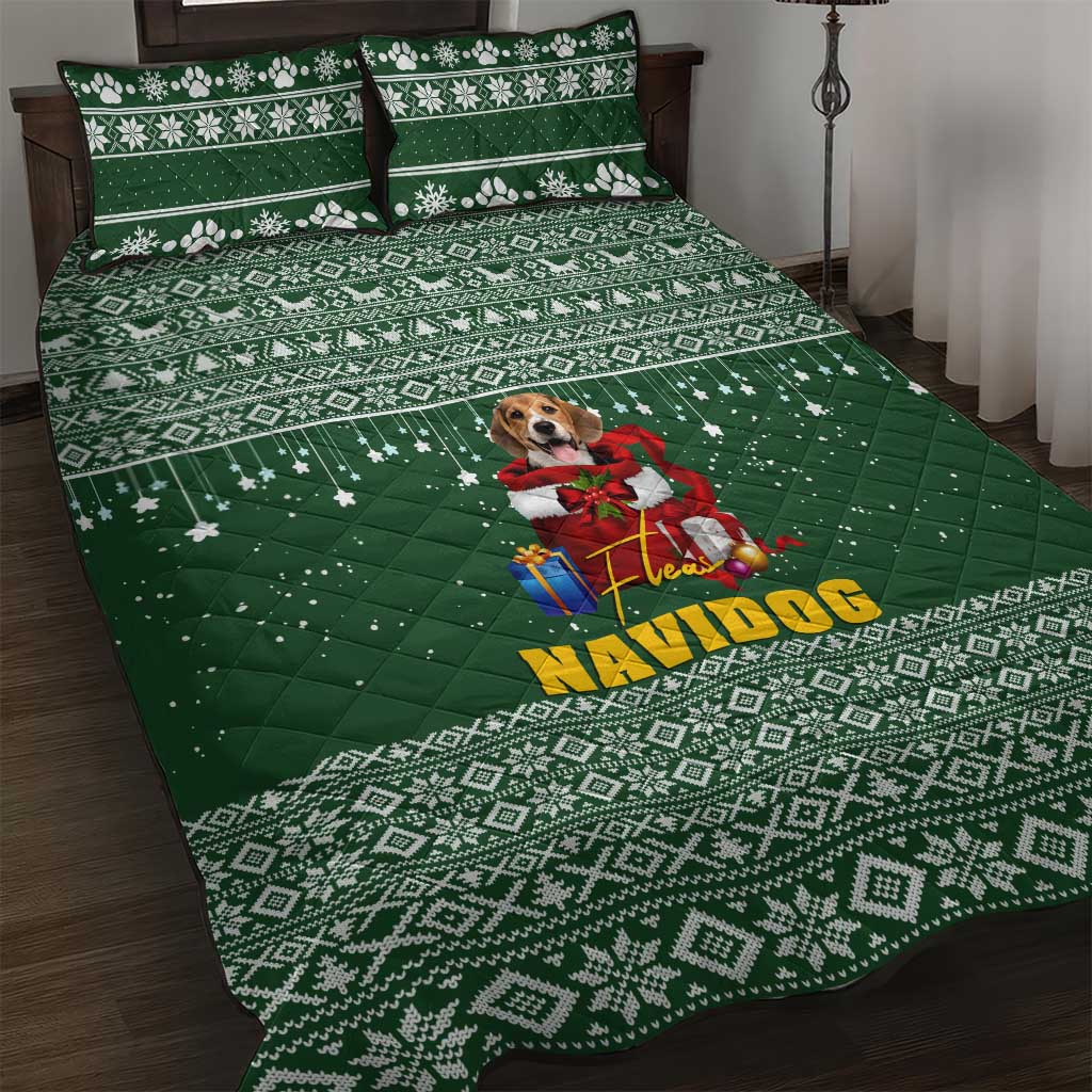 Funny Christmas Gift Beagle Christmas Quilt Bed Set Xmas Holiday Patterns - Wonder Print Shop