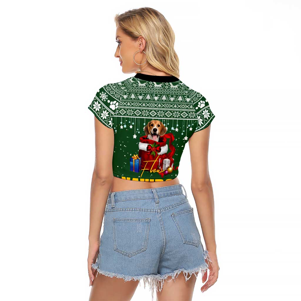 Funny Christmas Gift Beagle Christmas Raglan Cropped T Shirt Xmas Holiday Patterns - Wonder Print Shop