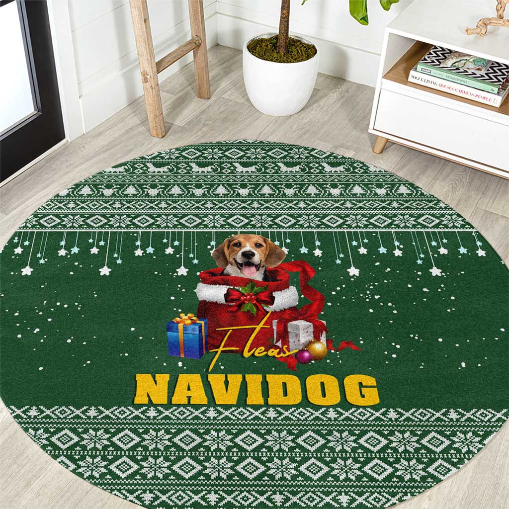 Funny Christmas Gift Beagle Christmas Round Carpet Xmas Holiday Patterns - Wonder Print Shop