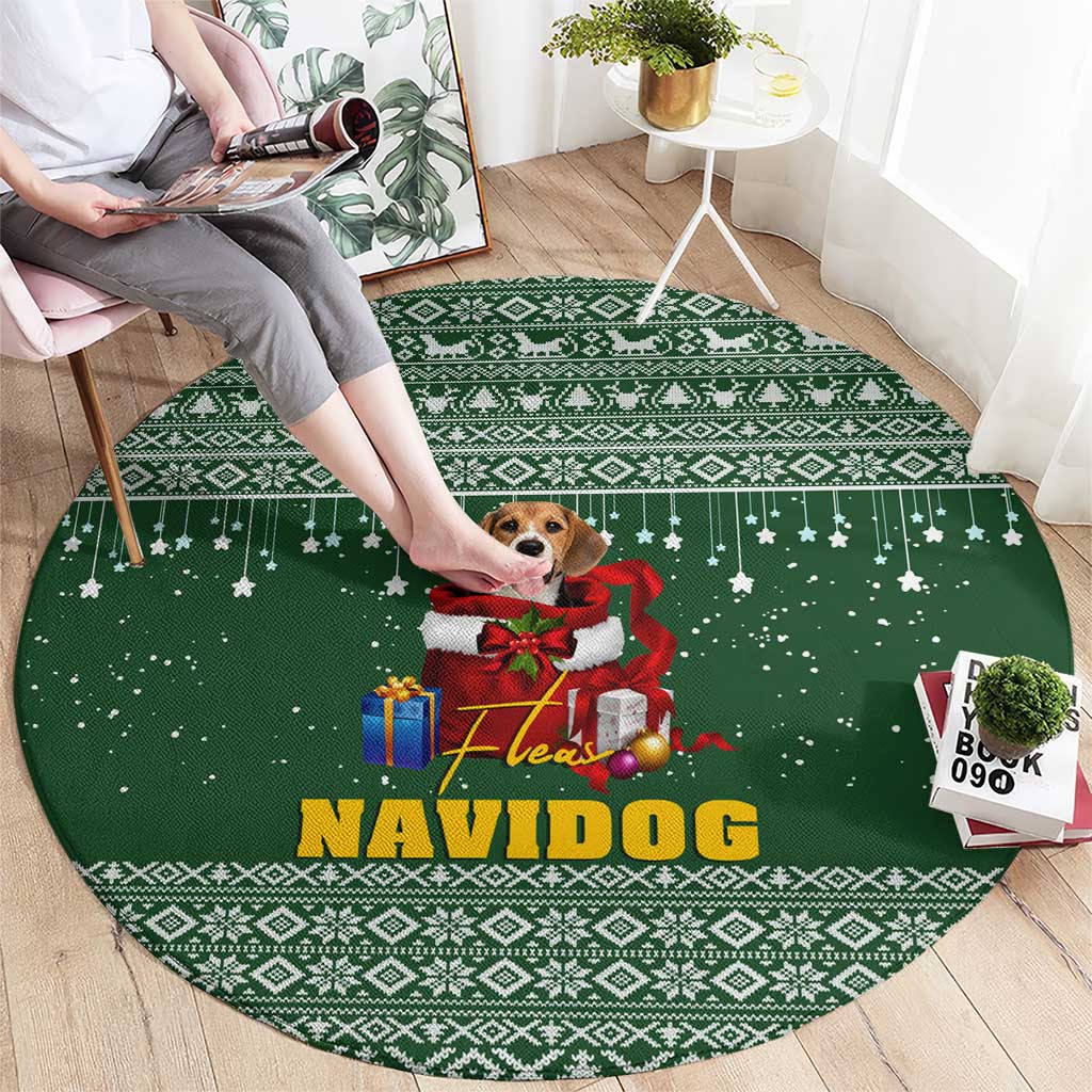 Funny Christmas Gift Beagle Christmas Round Carpet Xmas Holiday Patterns - Wonder Print Shop