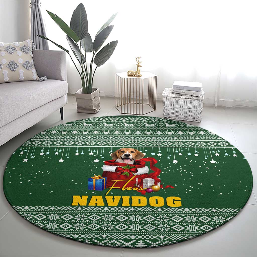 Funny Christmas Gift Beagle Christmas Round Carpet Xmas Holiday Patterns - Wonder Print Shop