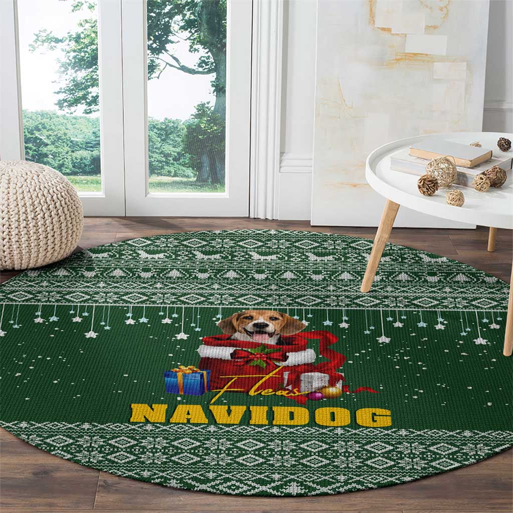 Funny Christmas Gift Beagle Christmas Round Carpet Xmas Holiday Patterns - Wonder Print Shop