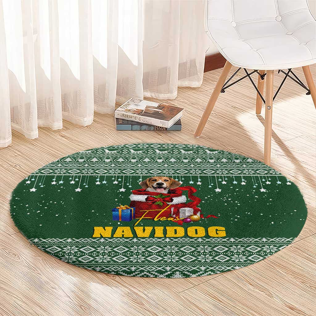 Funny Christmas Gift Beagle Christmas Round Carpet Xmas Holiday Patterns - Wonder Print Shop