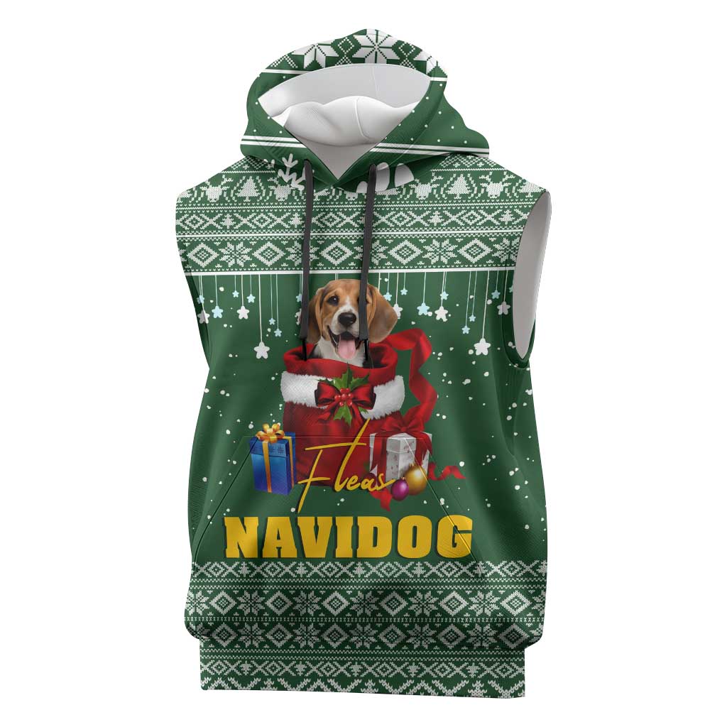 Funny Christmas Gift Beagle Christmas Sleeveless Hoodie Xmas Holiday Patterns - Wonder Print Shop