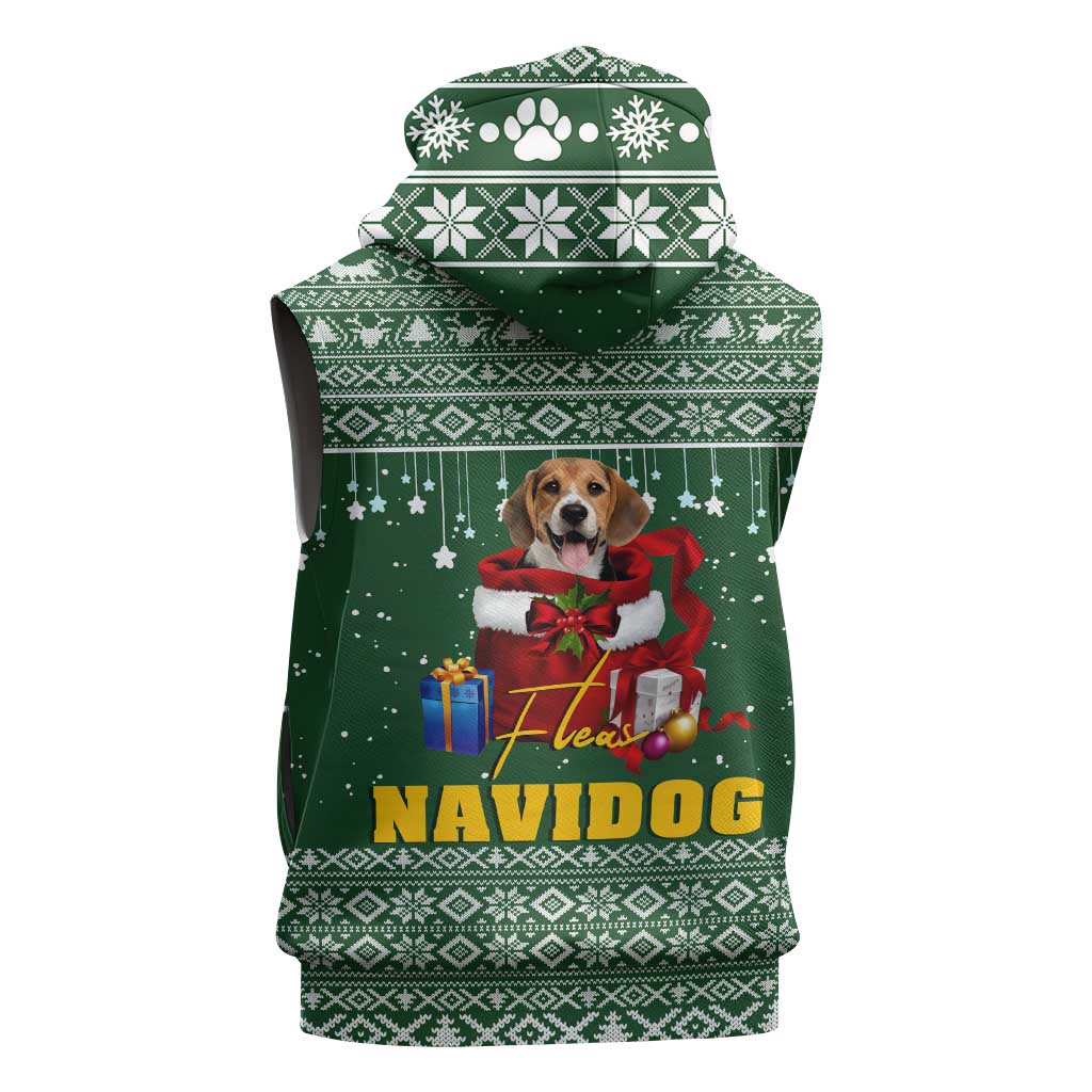 Funny Christmas Gift Beagle Christmas Sleeveless Hoodie Xmas Holiday Patterns - Wonder Print Shop