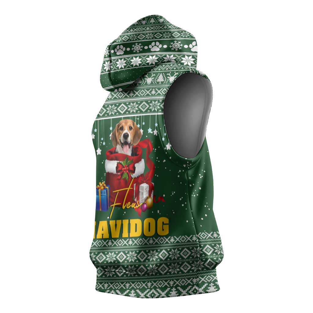 Funny Christmas Gift Beagle Christmas Sleeveless Hoodie Xmas Holiday Patterns - Wonder Print Shop