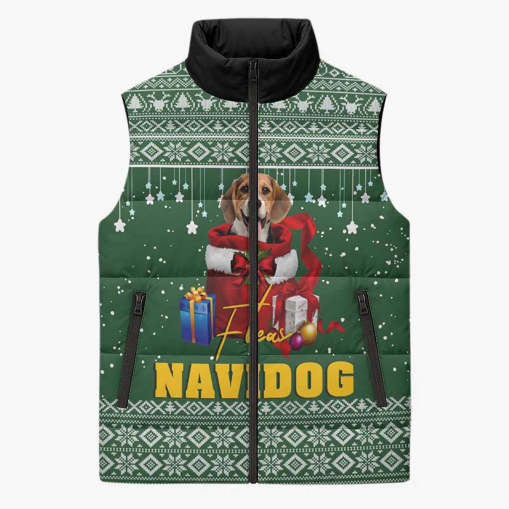 Funny Christmas Gift Beagle Christmas Sleeveless Puffer Jacket Xmas Holiday Patterns - Wonder Print Shop