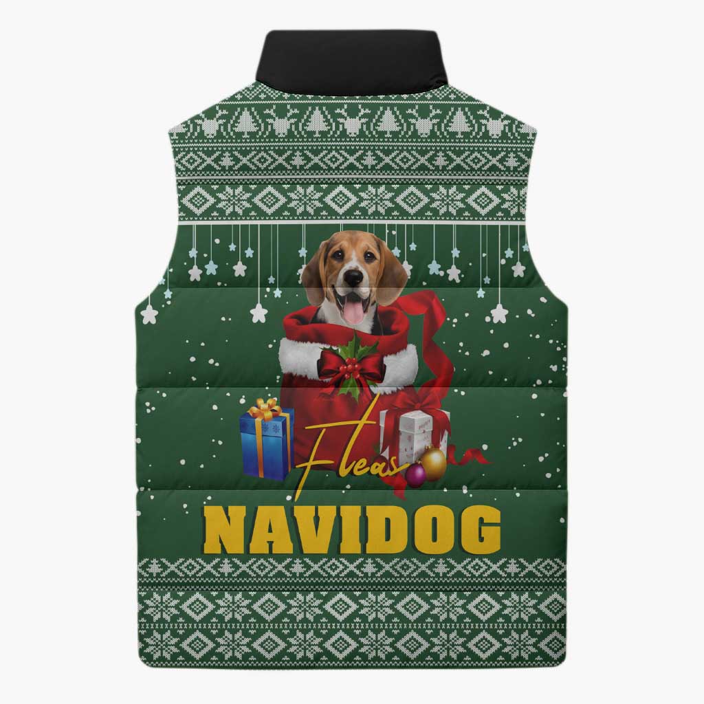 Funny Christmas Gift Beagle Christmas Sleeveless Puffer Jacket Xmas Holiday Patterns - Wonder Print Shop