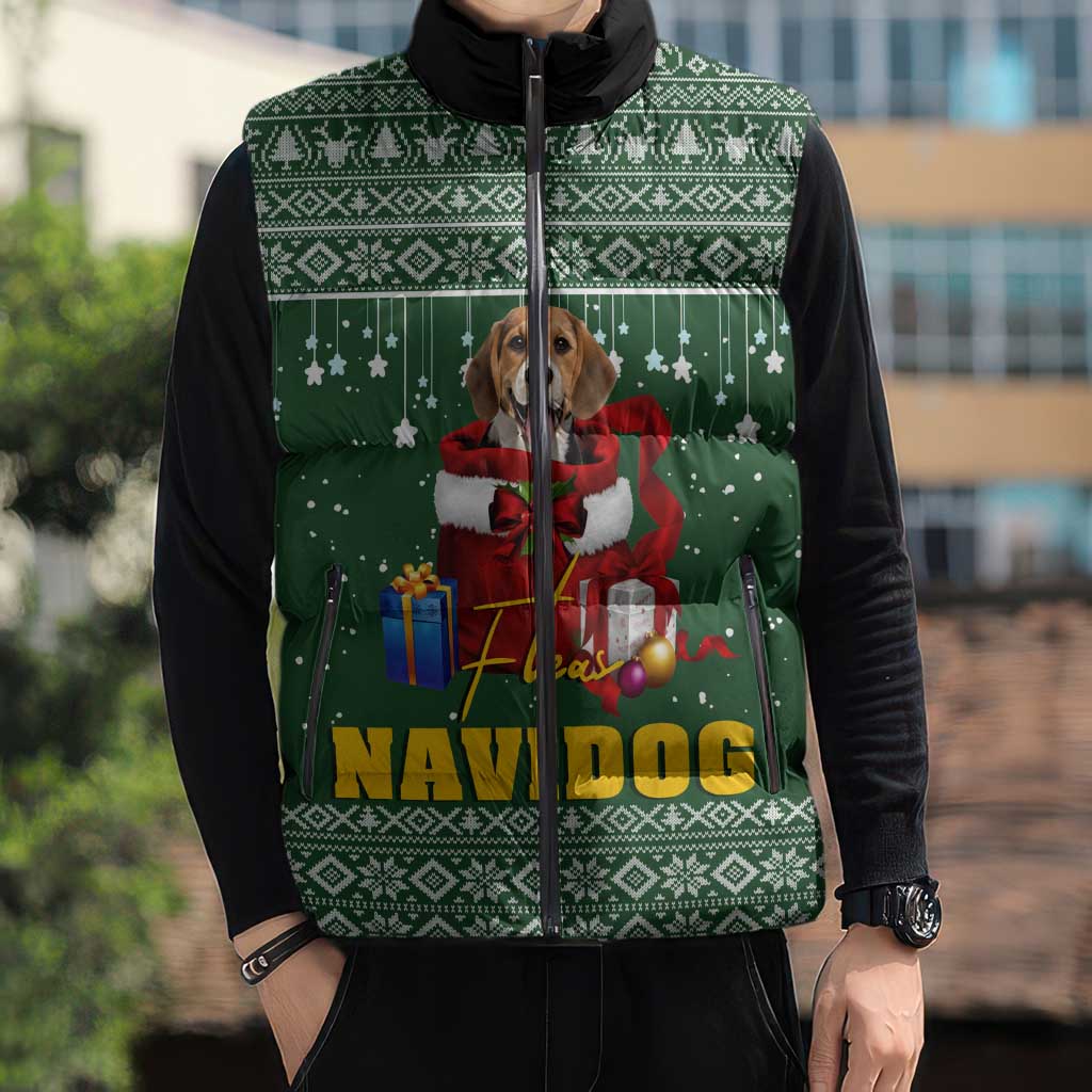 Funny Christmas Gift Beagle Christmas Sleeveless Puffer Jacket Xmas Holiday Patterns - Wonder Print Shop