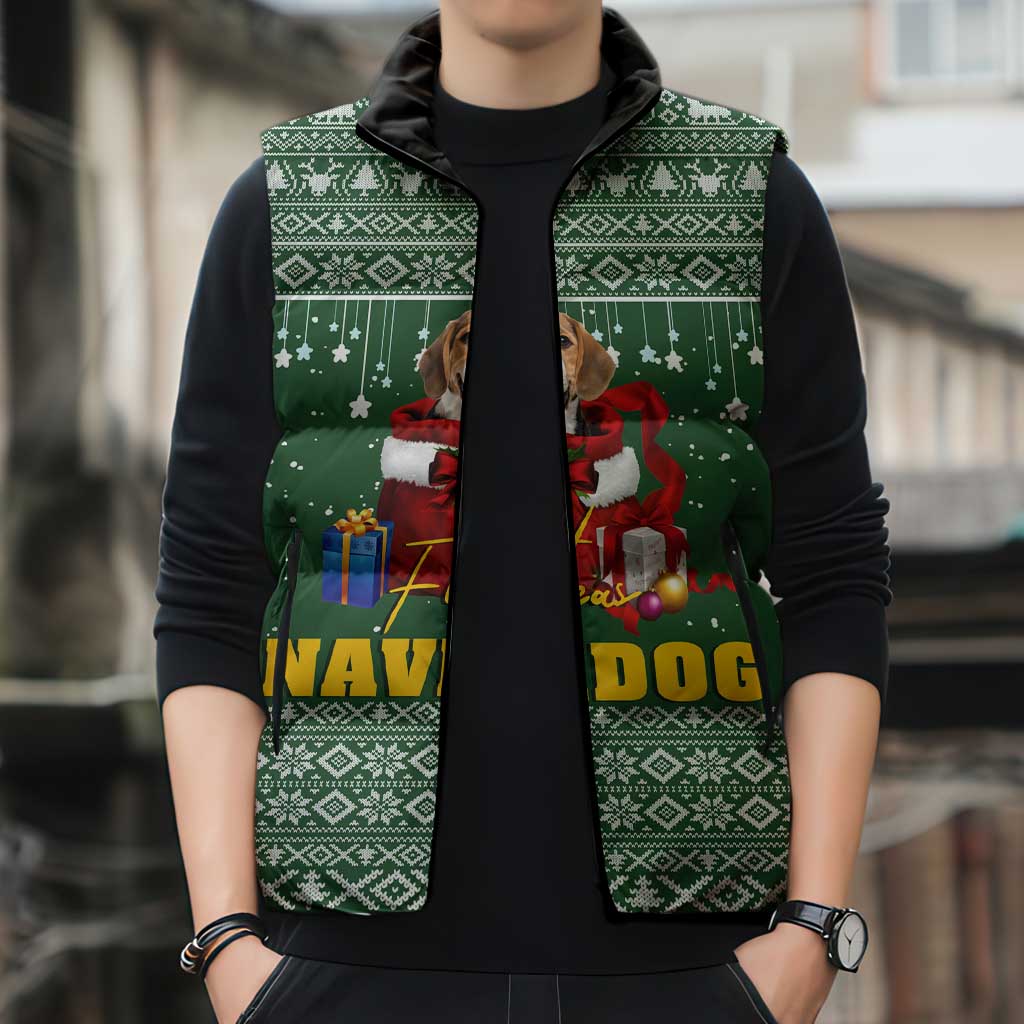 Funny Christmas Gift Beagle Christmas Sleeveless Puffer Jacket Xmas Holiday Patterns - Wonder Print Shop