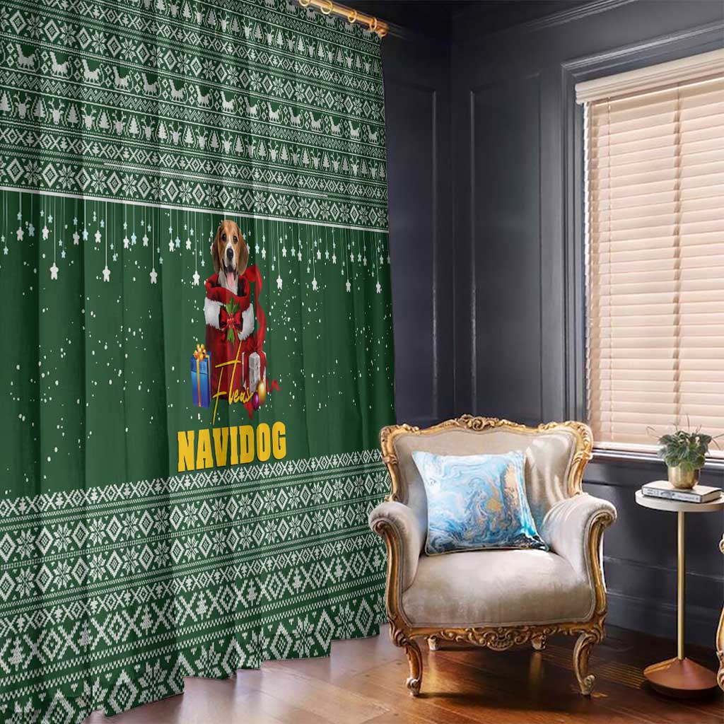 Funny Christmas Gift Beagle Christmas Window Curtain Xmas Holiday Patterns - Wonder Print Shop