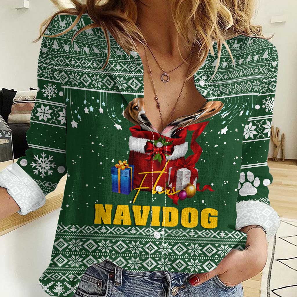 Funny Christmas Gift Beagle Christmas Women Casual Shirt Xmas Holiday Patterns - Wonder Print Shop