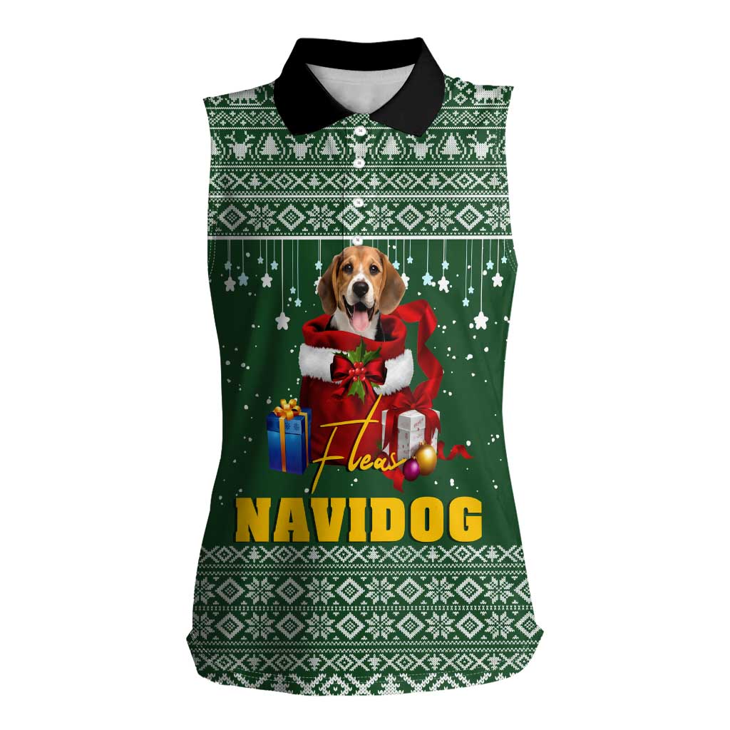 Funny Christmas Gift Beagle Christmas Women Sleeveless Polo Shirt Xmas Holiday Patterns - Wonder Print Shop