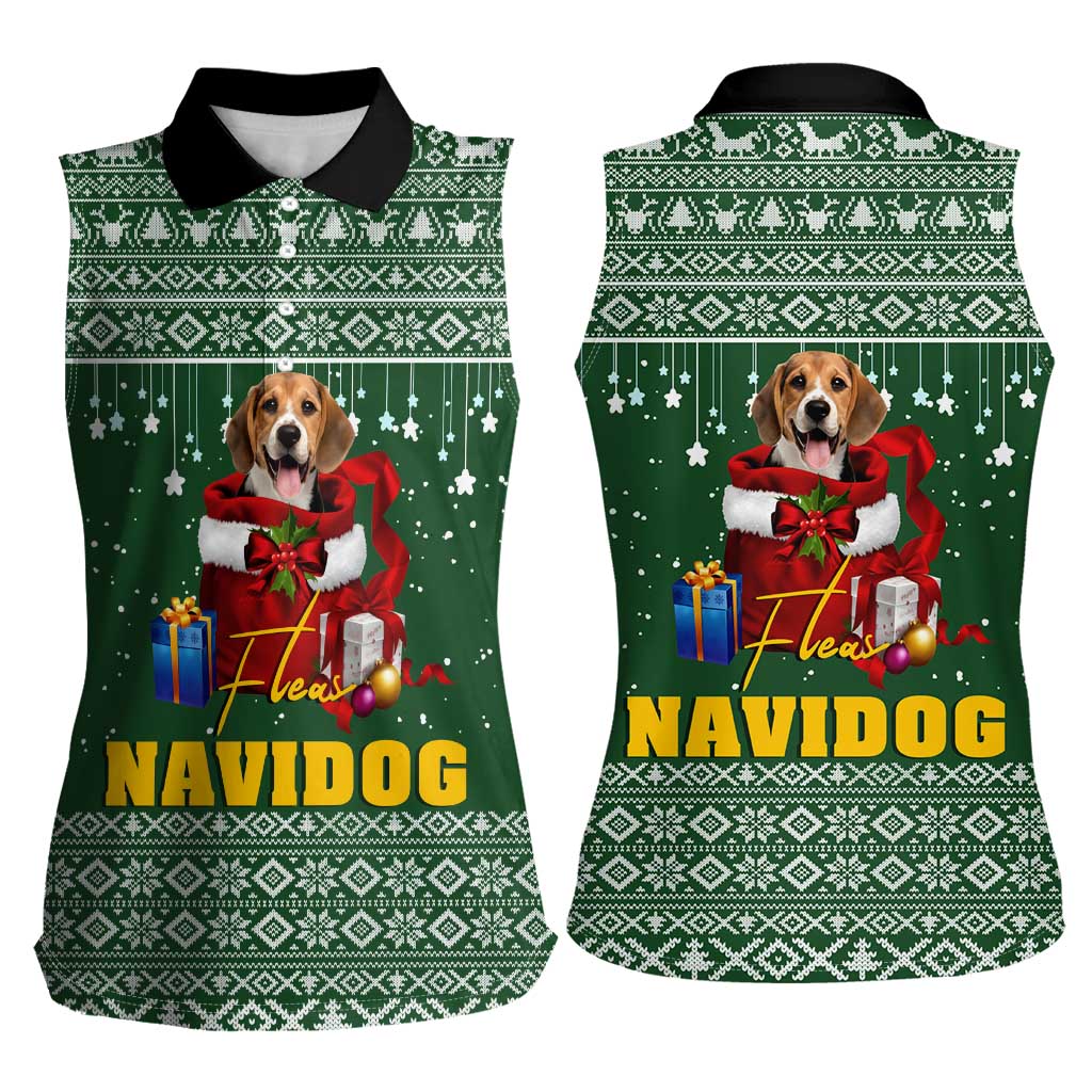 Funny Christmas Gift Beagle Christmas Women Sleeveless Polo Shirt Xmas Holiday Patterns - Wonder Print Shop