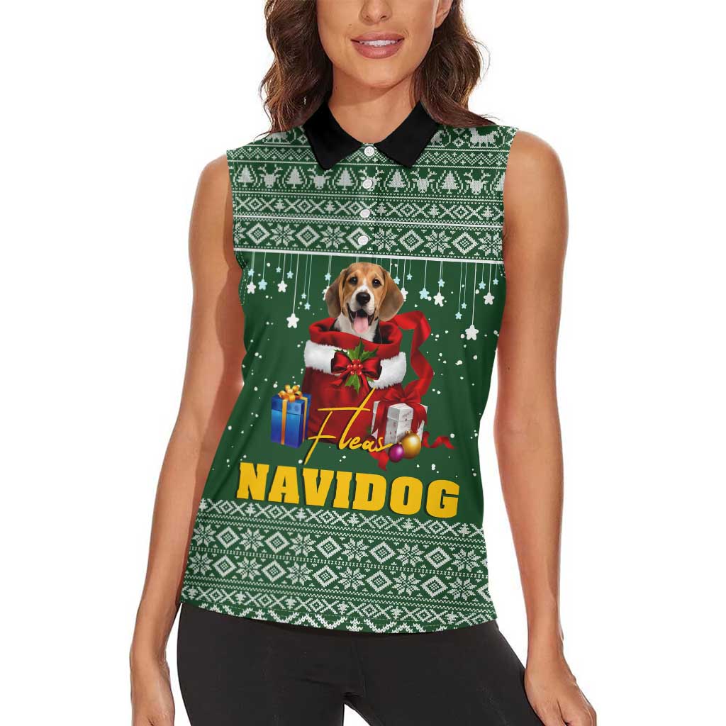 Funny Christmas Gift Beagle Christmas Women Sleeveless Polo Shirt Xmas Holiday Patterns - Wonder Print Shop