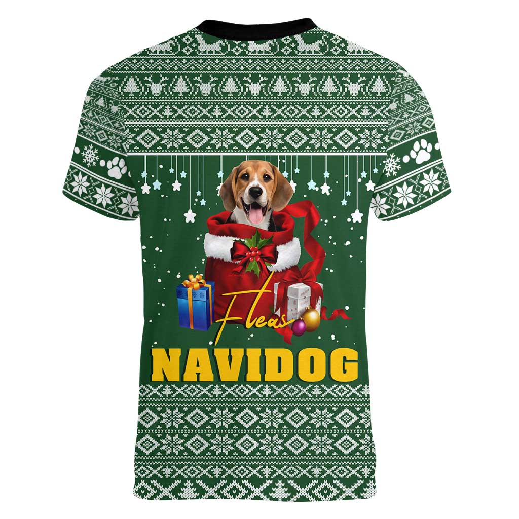 Funny Christmas Gift Beagle Christmas Women V-Neck T-Shirt Xmas Holiday Patterns - Wonder Print Shop