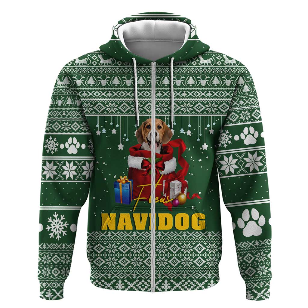 Funny Christmas Gift Beagle Christmas Zip Hoodie Xmas Holiday Patterns - Wonder Print Shop