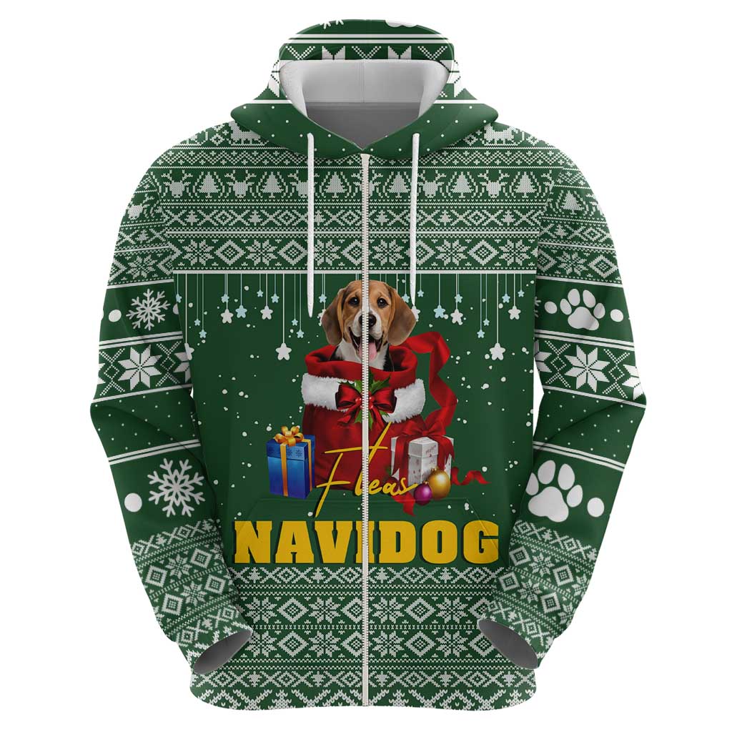Funny Christmas Gift Beagle Christmas Zip Hoodie Xmas Holiday Patterns - Wonder Print Shop