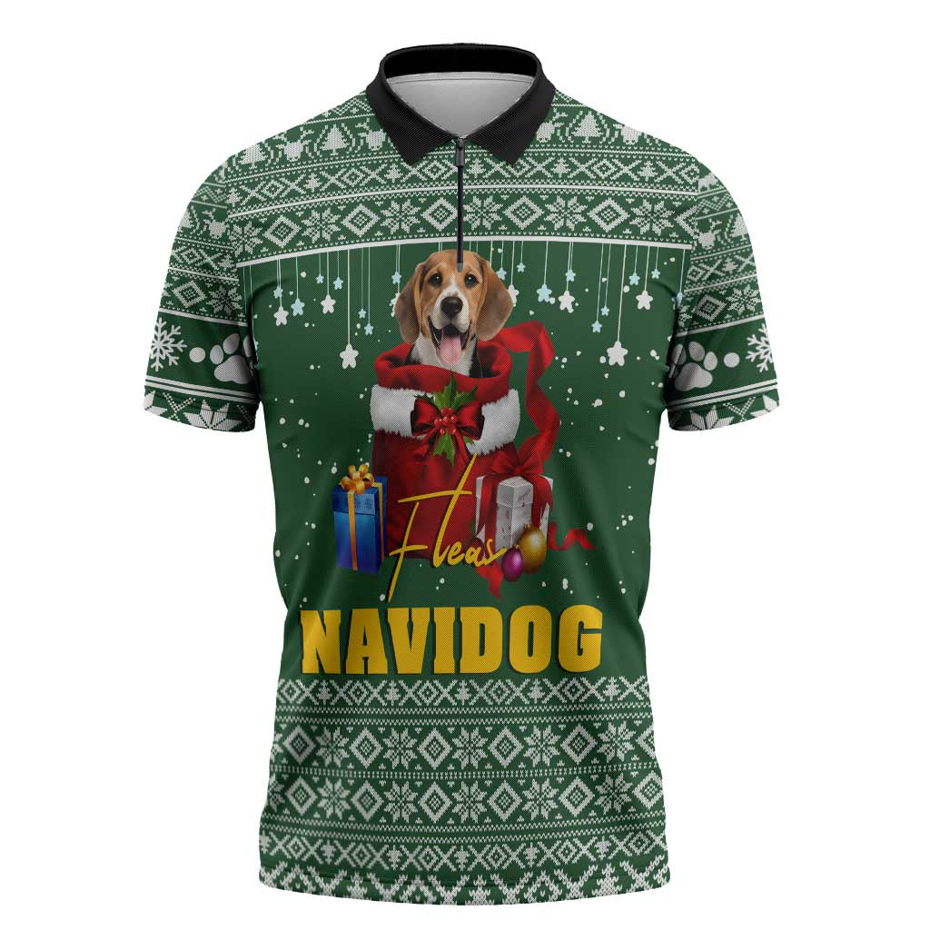 Funny Christmas Gift Beagle Christmas Zipper Polo Shirt Xmas Holiday Patterns - Wonder Print Shop