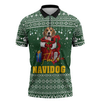 Funny Christmas Gift Beagle Christmas Zipper Polo Shirt Xmas Holiday Patterns - Wonder Print Shop