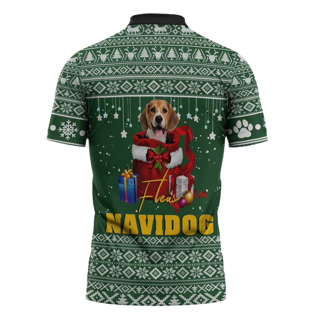 Funny Christmas Gift Beagle Christmas Zipper Polo Shirt Xmas Holiday Patterns - Wonder Print Shop