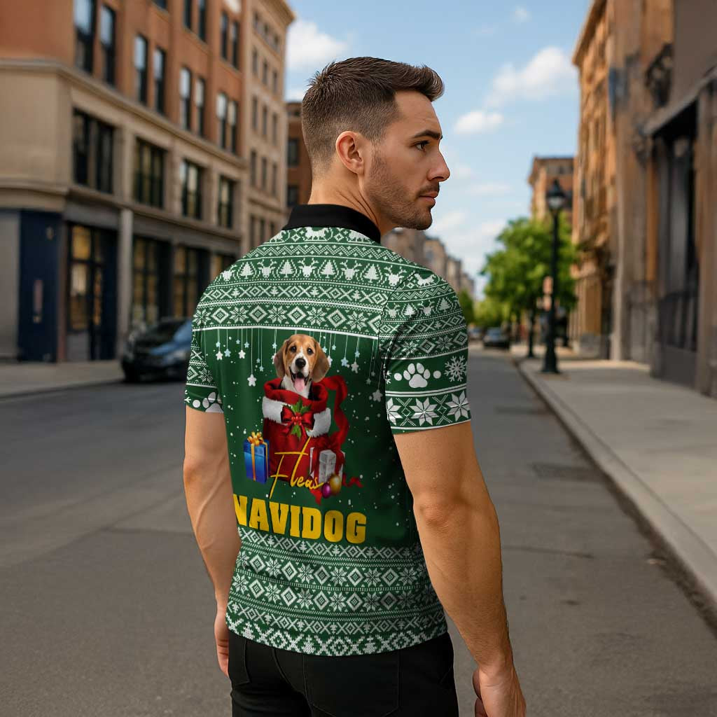 Funny Christmas Gift Beagle Christmas Zipper Polo Shirt Xmas Holiday Patterns - Wonder Print Shop