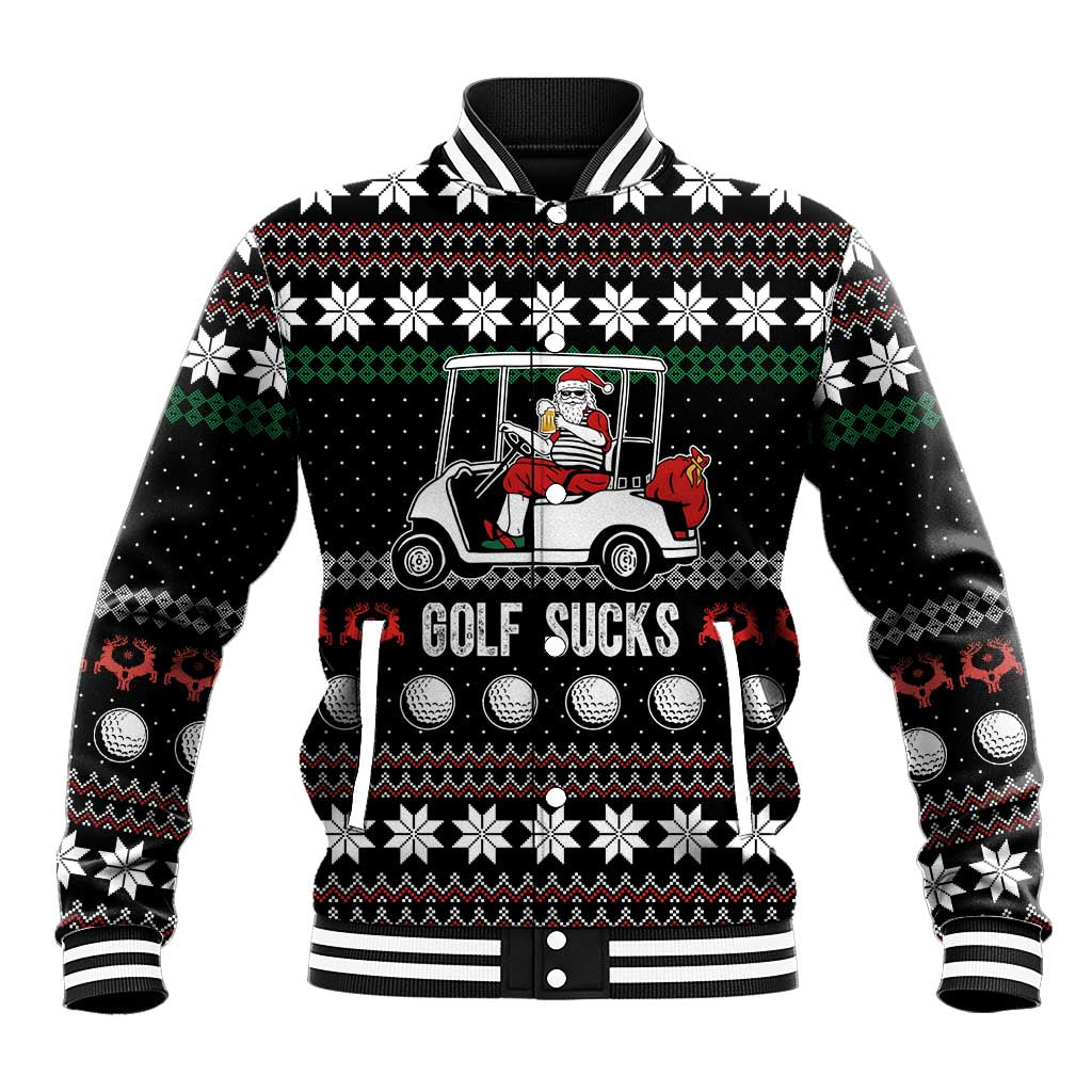 Golf Sucks Christmas Baseball Jacket Xmas Holiday Patterns - Wonder Print Shop