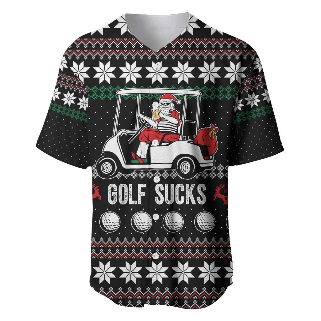 Golf Sucks Christmas Baseball Jersey Xmas Holiday Patterns - Wonder Print Shop