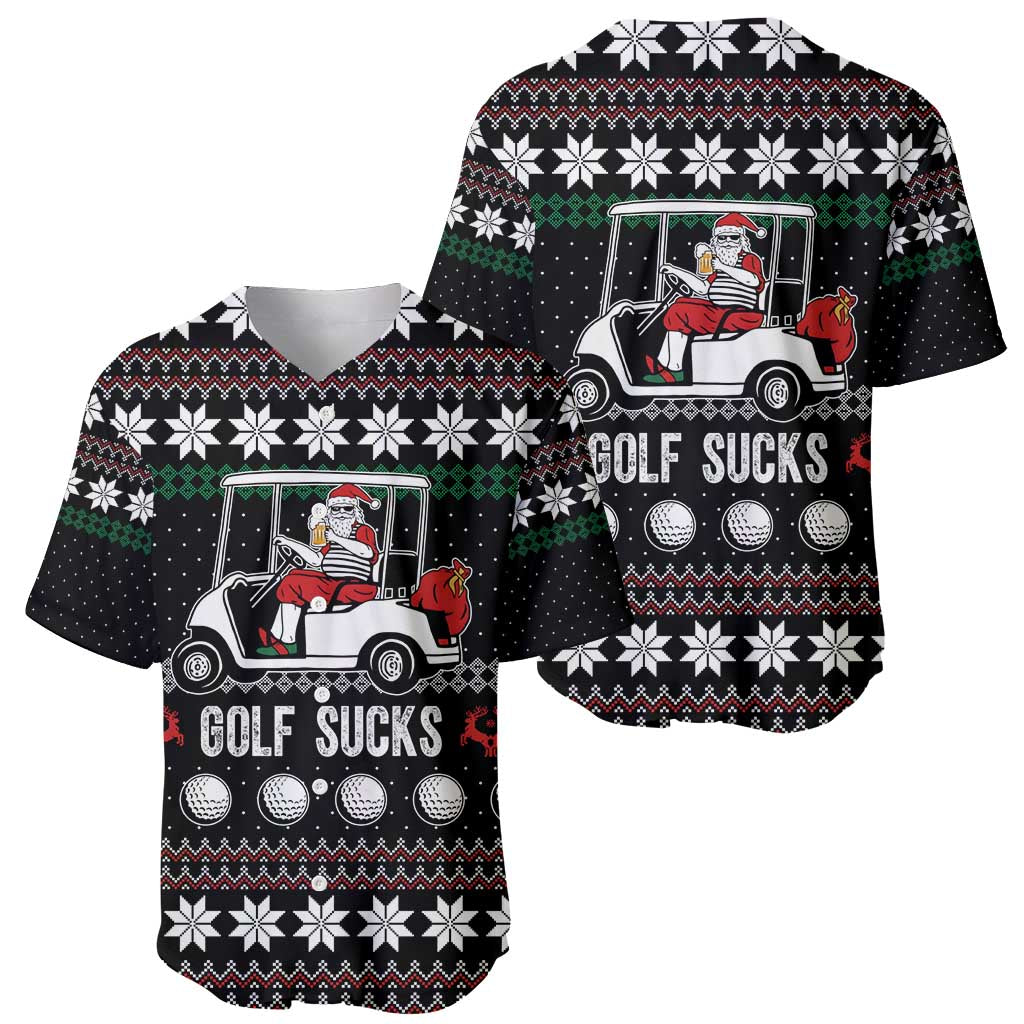 Golf Sucks Christmas Baseball Jersey Xmas Holiday Patterns - Wonder Print Shop