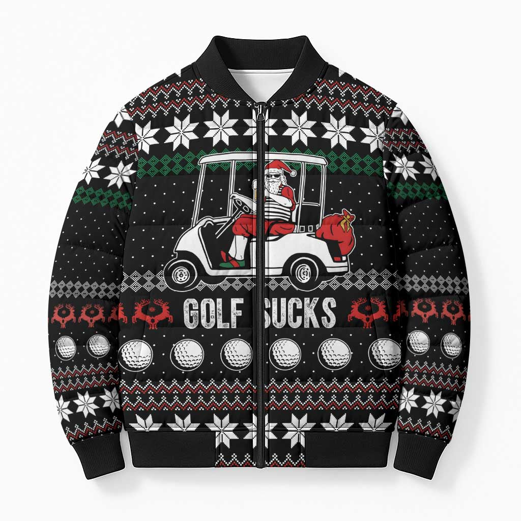 Golf Sucks Christmas Bomber Puffer Jacket Xmas Holiday Patterns - Wonder Print Shop