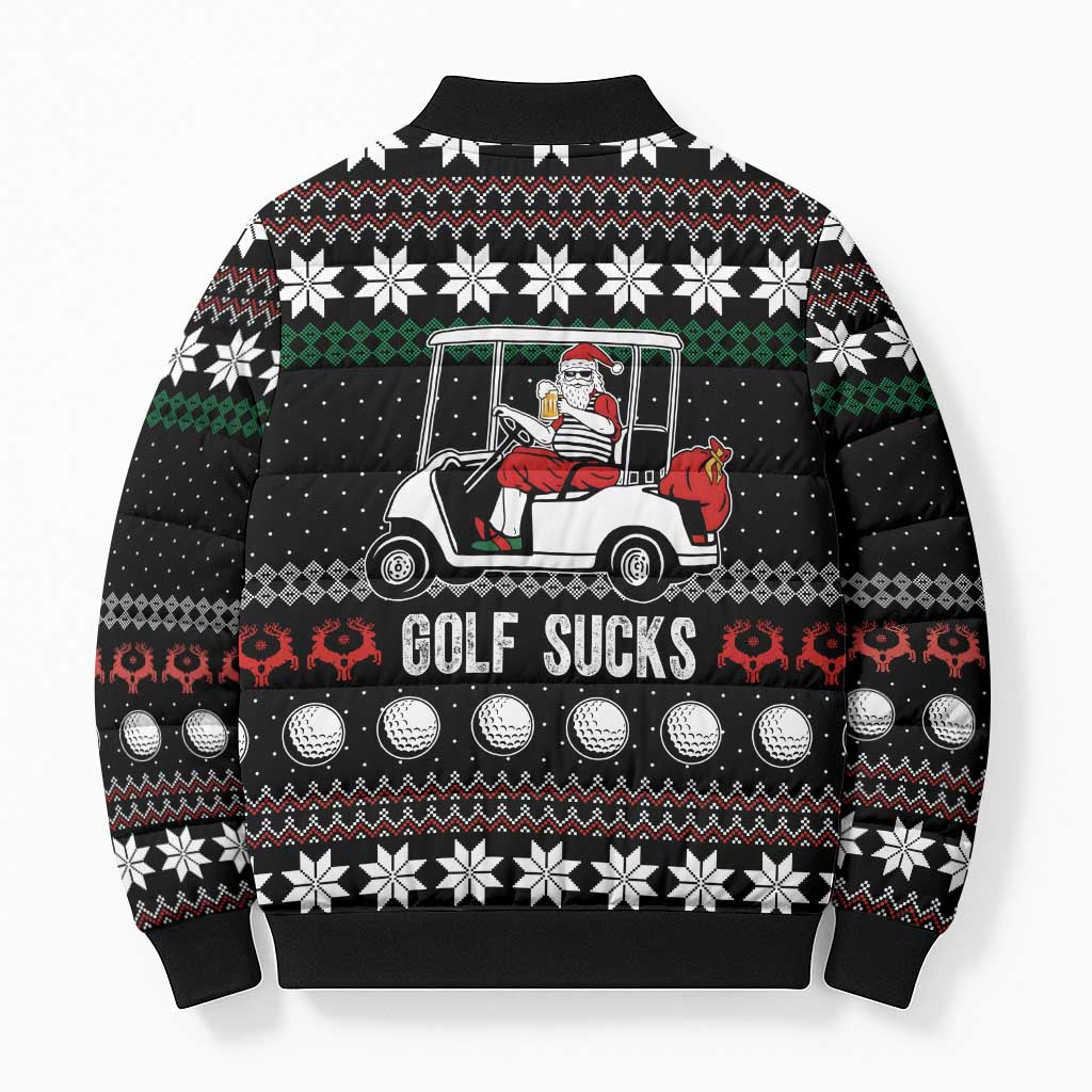 Golf Sucks Christmas Bomber Puffer Jacket Xmas Holiday Patterns - Wonder Print Shop