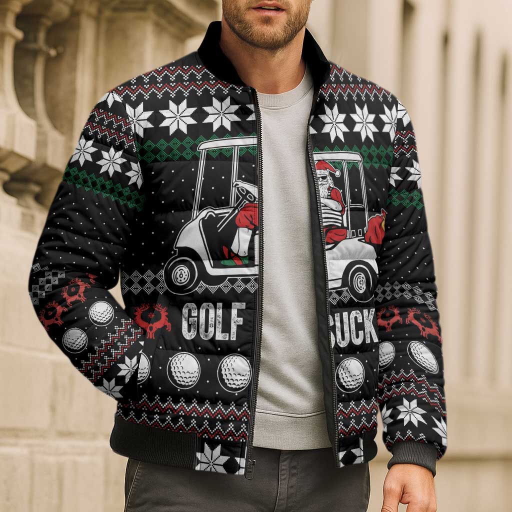 Golf Sucks Christmas Bomber Puffer Jacket Xmas Holiday Patterns - Wonder Print Shop
