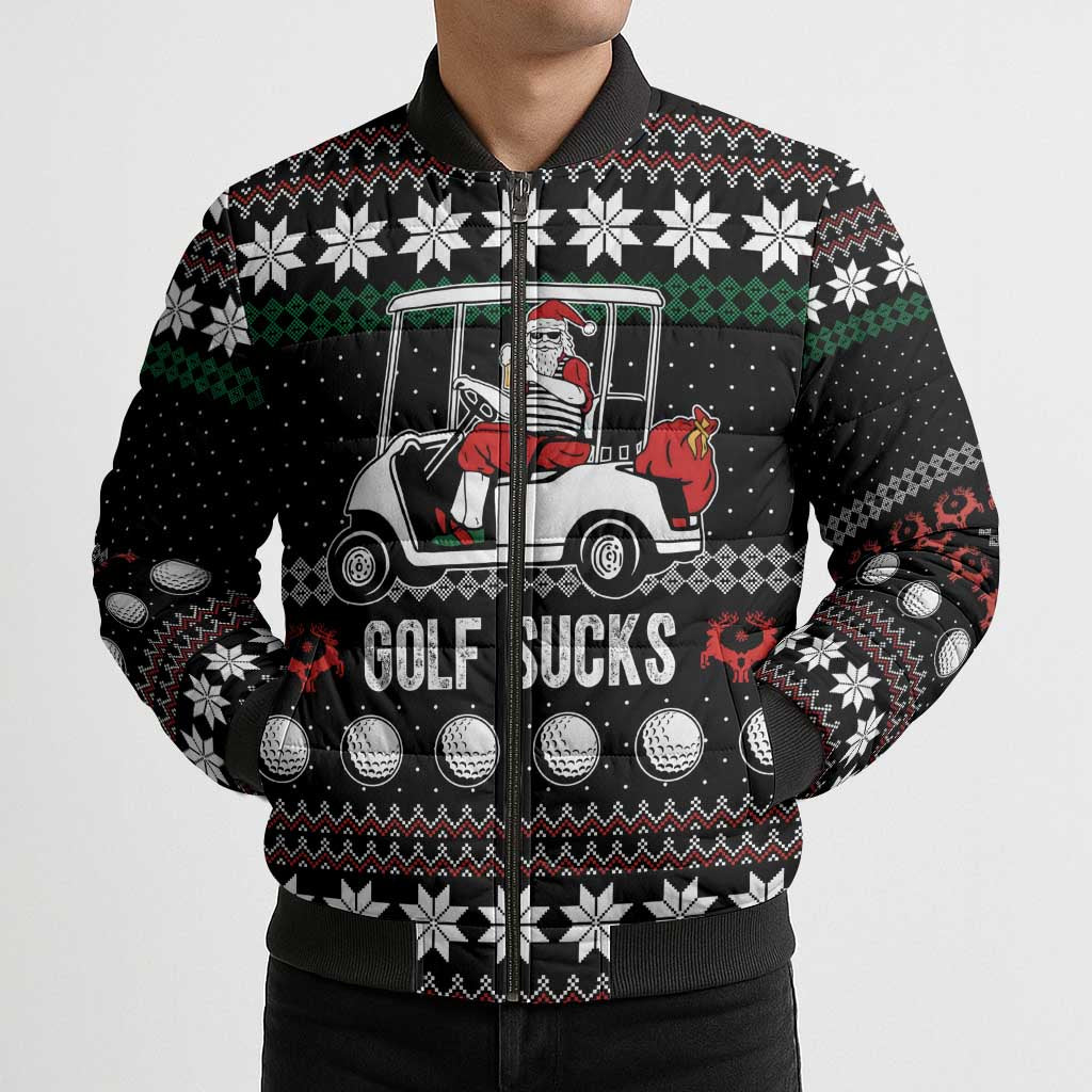 Golf Sucks Christmas Bomber Puffer Jacket Xmas Holiday Patterns - Wonder Print Shop