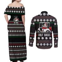 Golf Sucks Christmas Couples Matching Off Shoulder Maxi Dress and Long Sleeve Button Shirt Xmas Holiday Patterns - Wonder Print Shop